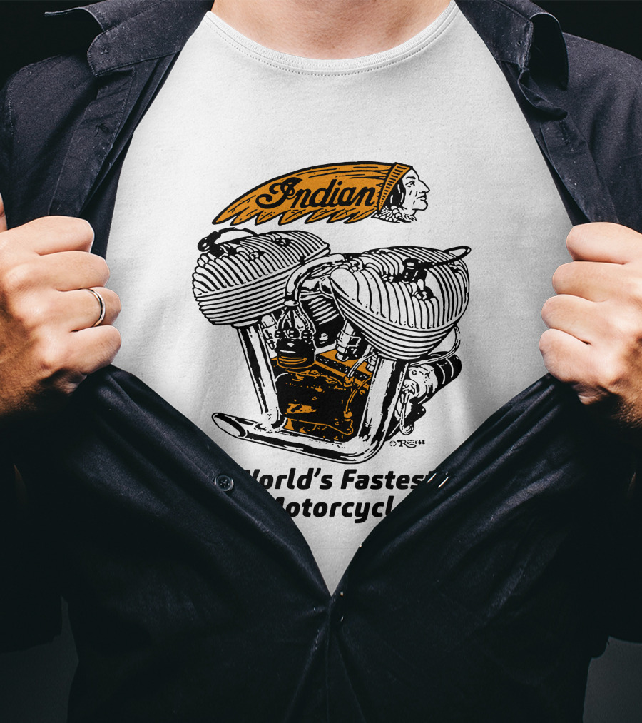 Indian World's Fastest Motorcycle Vintage Engine T-Shirt
