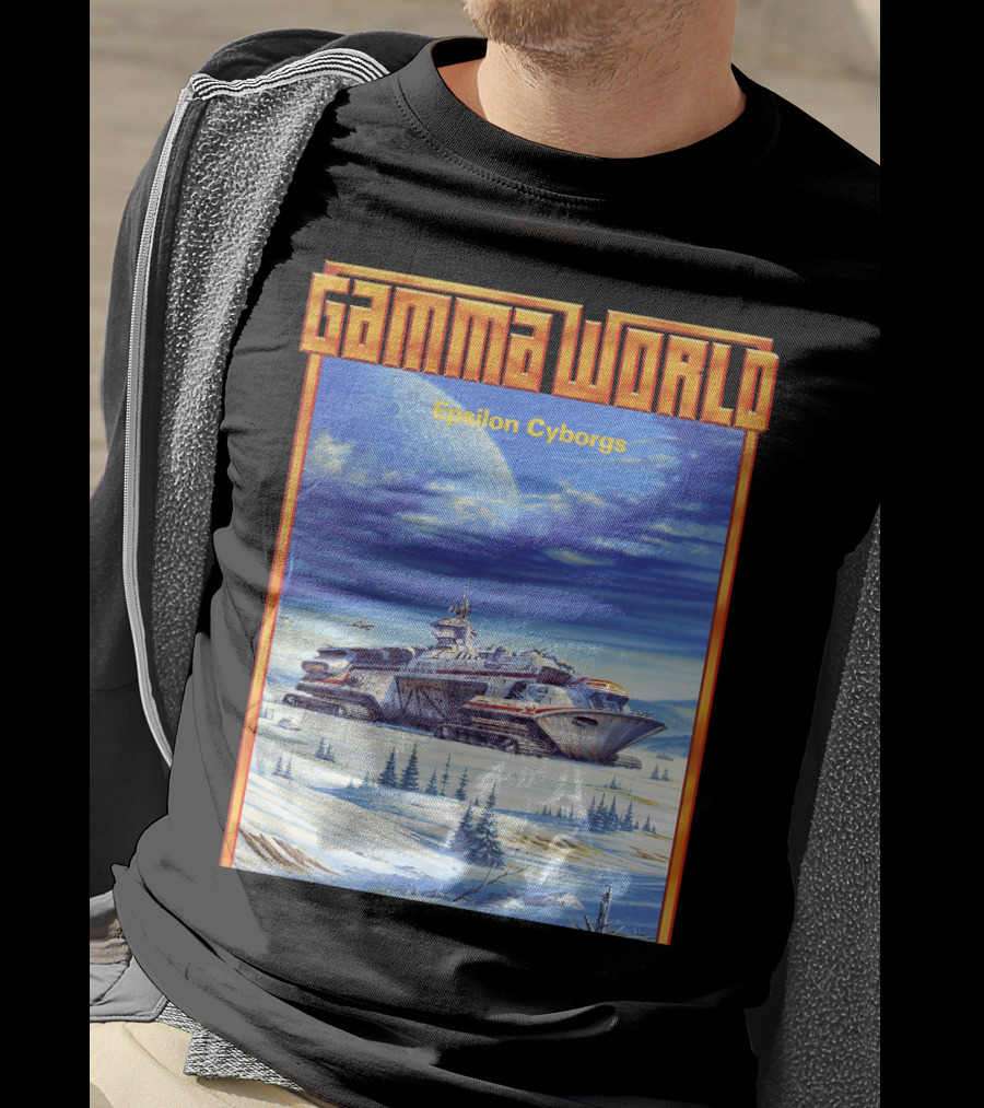 Gamma World Epsilon Cyborgs Snowy Landscape Spaceship Adventure T-Shirt