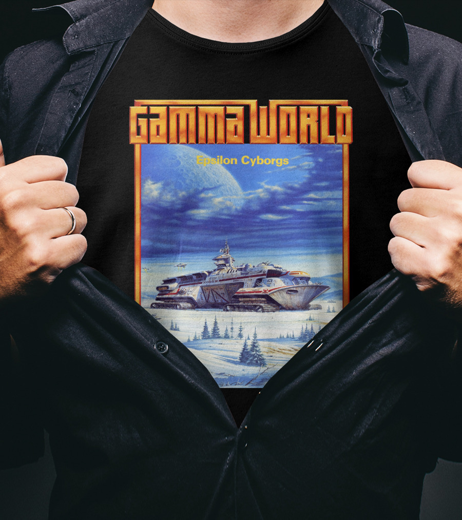 Gamma World Epsilon Cyborgs Snowy Landscape Spaceship Adventure T-Shirt