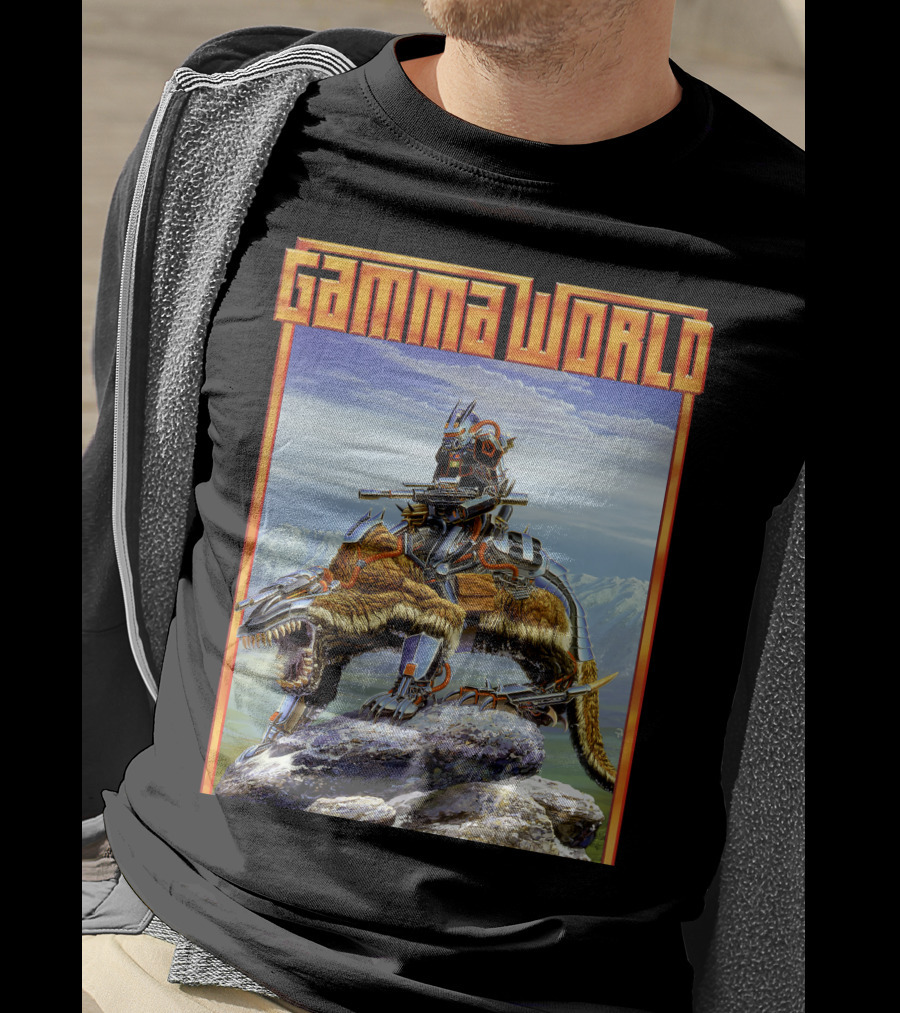 Gamma World Futuristic Cybernetic Dinosaur Adventure T-Shirt