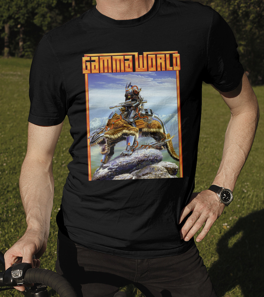 Gamma World Futuristic Cybernetic Dinosaur Adventure T-Shirt