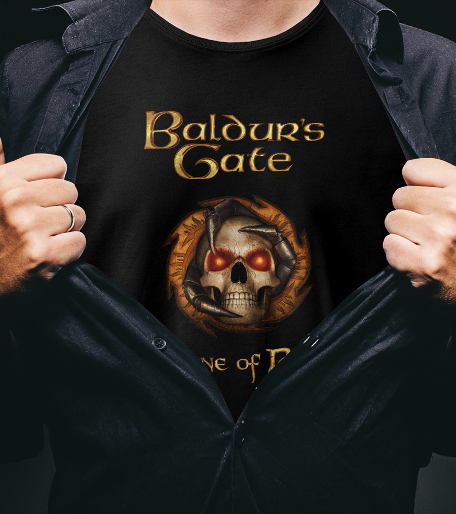 Baldur's Gate Throne Of Bhaal Skull And Flames T-Shirt