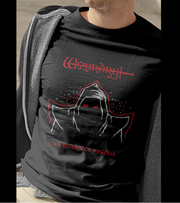 Wizardry The Return Of Werdna Mysterious Hooded Figure With Red Eyes T-Shirt
