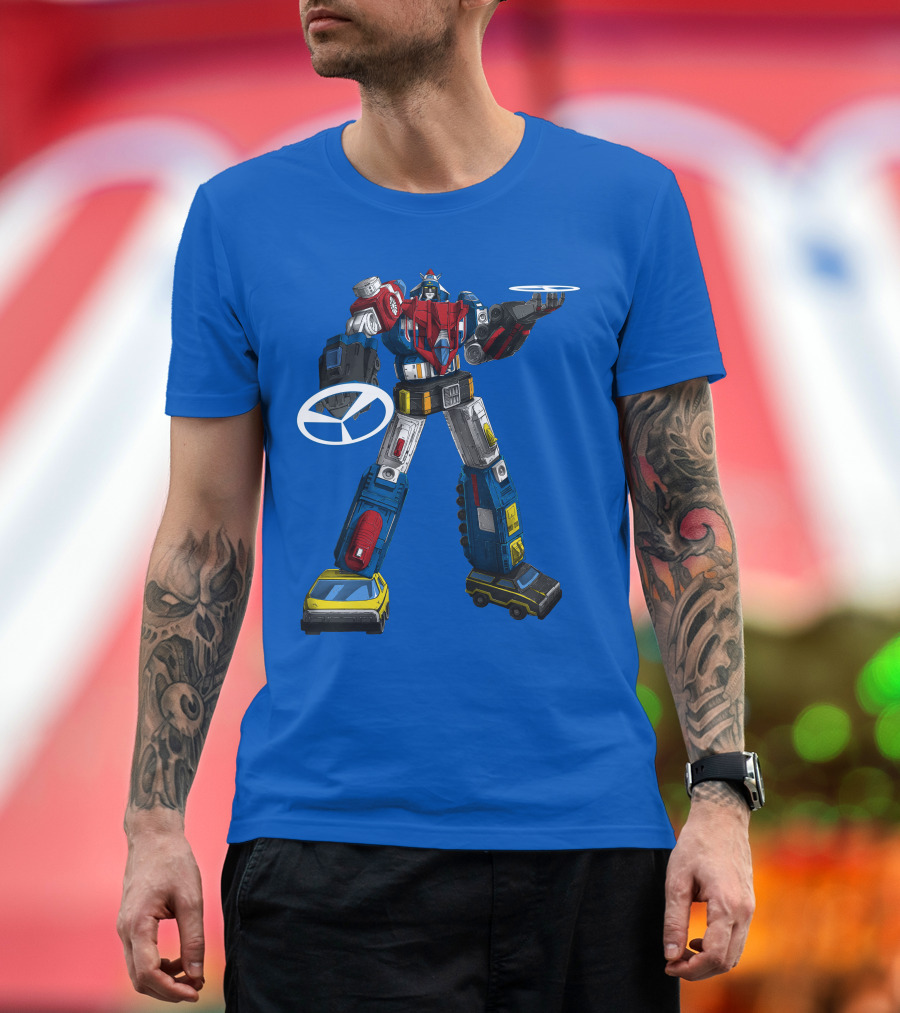 Voltron Vehicle Force Robot Giant Mecha with Cars and Helicopter Wheels T-Shirt