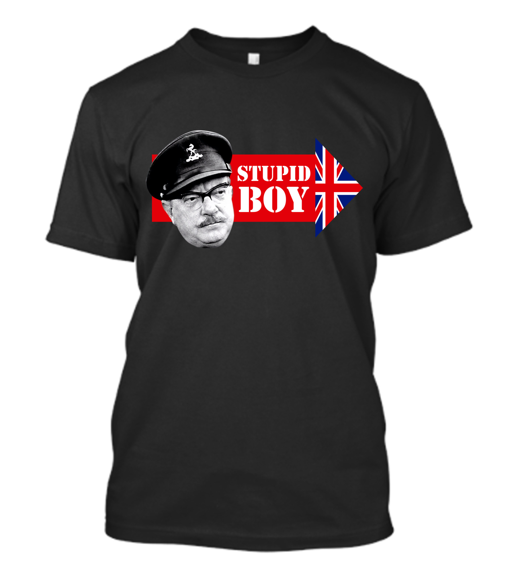 Dad's Army Stupid Boy British Flag Arrow T-Shirt