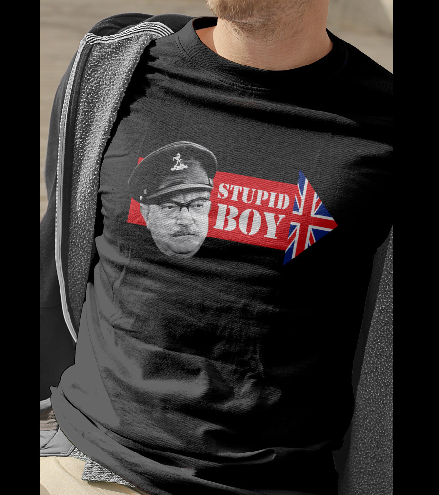 Dad's Army Stupid Boy British Flag Arrow T-Shirt