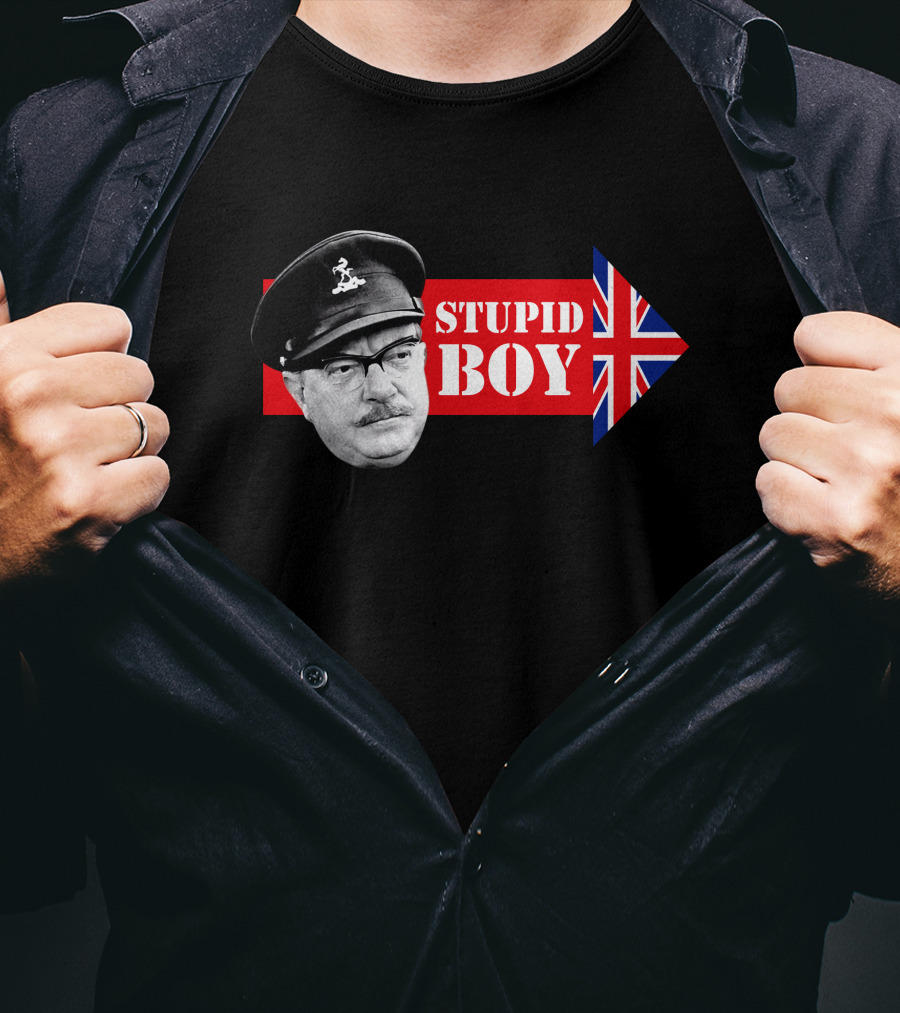 Dad's Army Stupid Boy British Flag Arrow T-Shirt