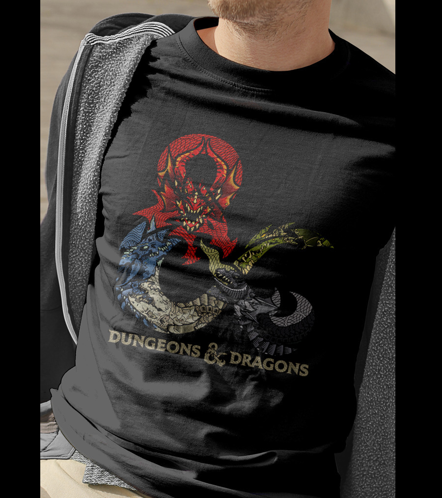 Dungeons And Dragons Ampersand With Multi-Colored Dragons T-Shirt