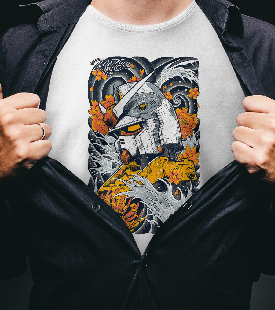 RX-78-2 Gundam Floral Waves T-Shirt
