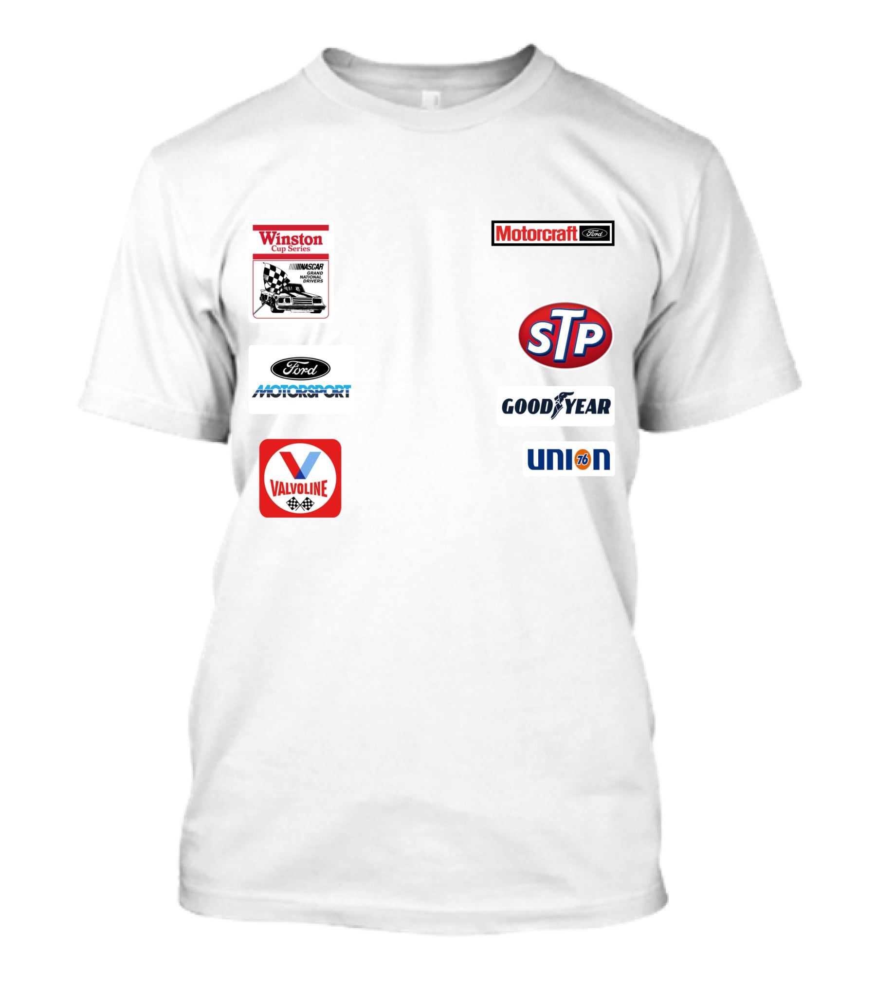 Stroker Ace White Uniform Winston Cup Series Motorcraft Ford Motorsport STP Goodyear Union 76 Valvoline T-Shirt