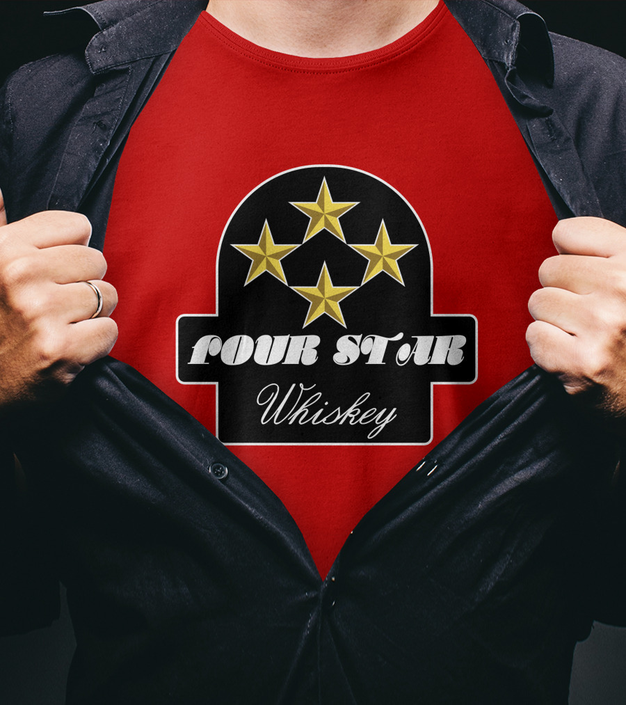 Stroker Ace Four Star Whiskey Gold Stars Emblem T-Shirt