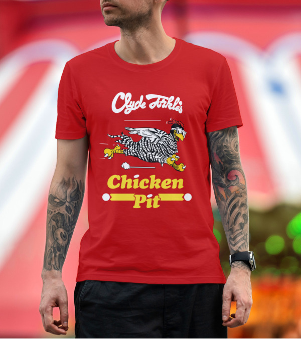 Premium T-Shirt: Clyde Torkle's Chicken Pit Racing Chicken T-Shirt Clyde Torkle's Chicken Pit Racing Chicken T-Shirt