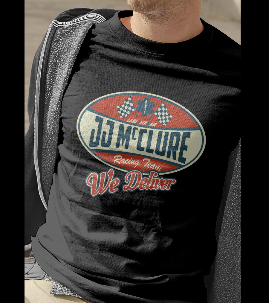 JJ McClure Racing Team Land Sea Air We Deliver The Cannonball Run T-Shirt
