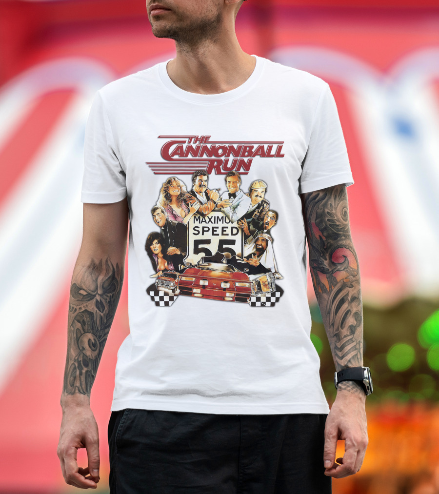 The Cannonball Run Maximum Speed 55 Red Car Racing Adventure T-Shirt