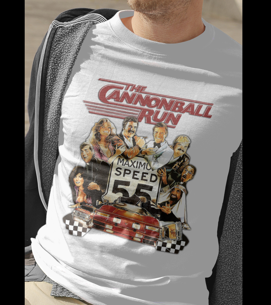 The Cannonball Run Maximum Speed 55 Red Car Racing Adventure T-Shirt