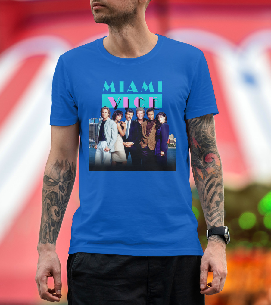 MIAMI VICE Retro Classic Cast Cityscape T-Shirt