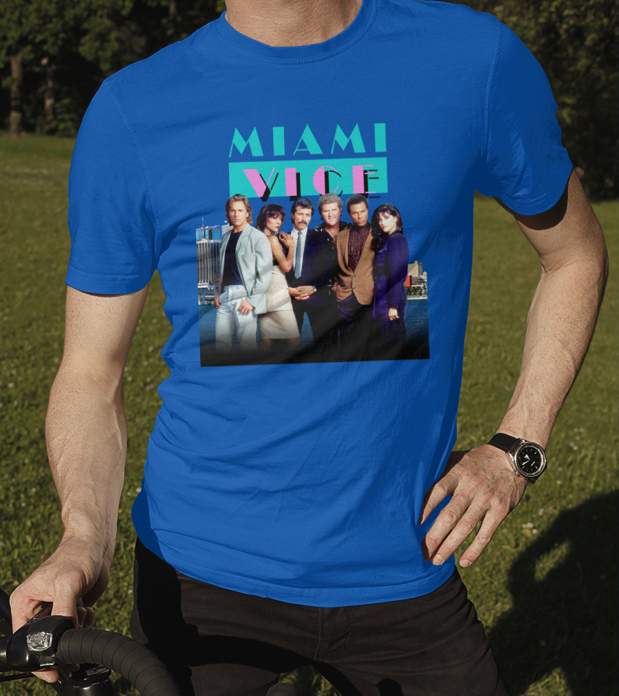 MIAMI VICE Retro Classic Cast Cityscape T-Shirt