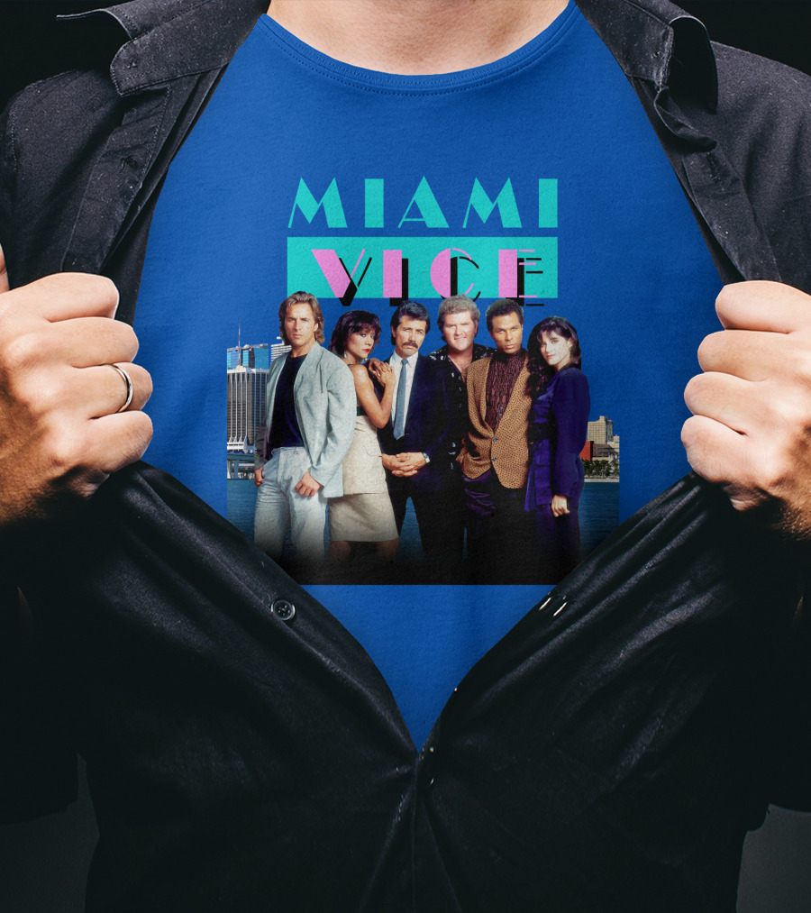 MIAMI VICE Retro Classic Cast Cityscape T-Shirt