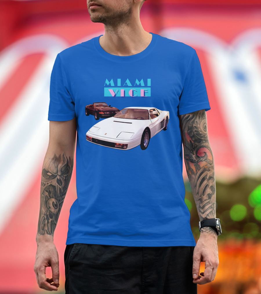 Miami Vice Iconic Ferrari and Corvette Cars T-Shirt