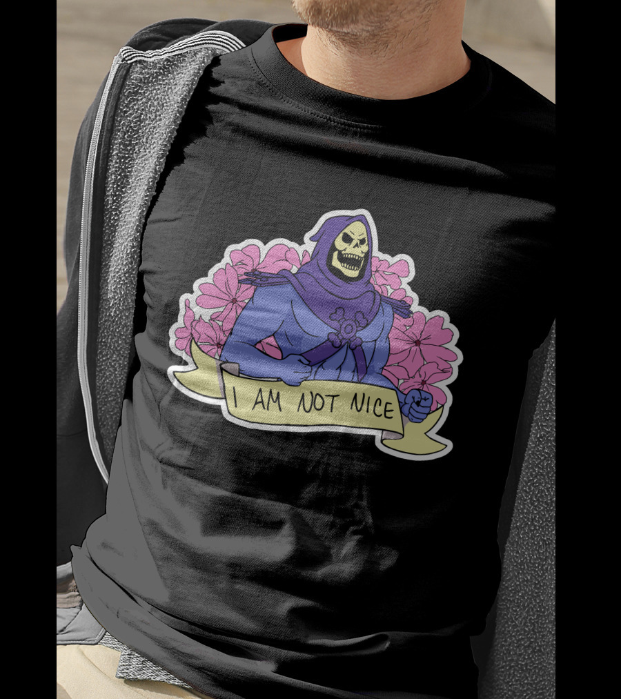 Skeletor I Am Not Nice Masters Of The Universe Floral Background T-Shirt