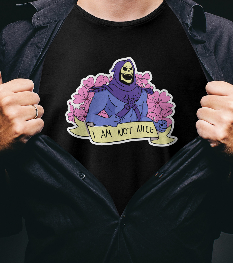 Skeletor I Am Not Nice Masters Of The Universe Floral Background T-Shirt