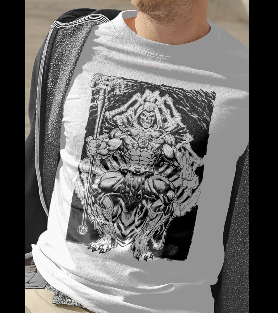 Skeletor Throne Artwork Masters Of The Universe Villain Motif T-Shirt