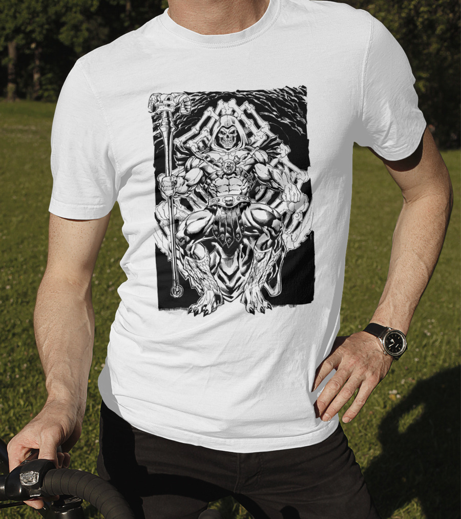 Skeletor Throne Artwork Masters Of The Universe Villain Motif T-Shirt