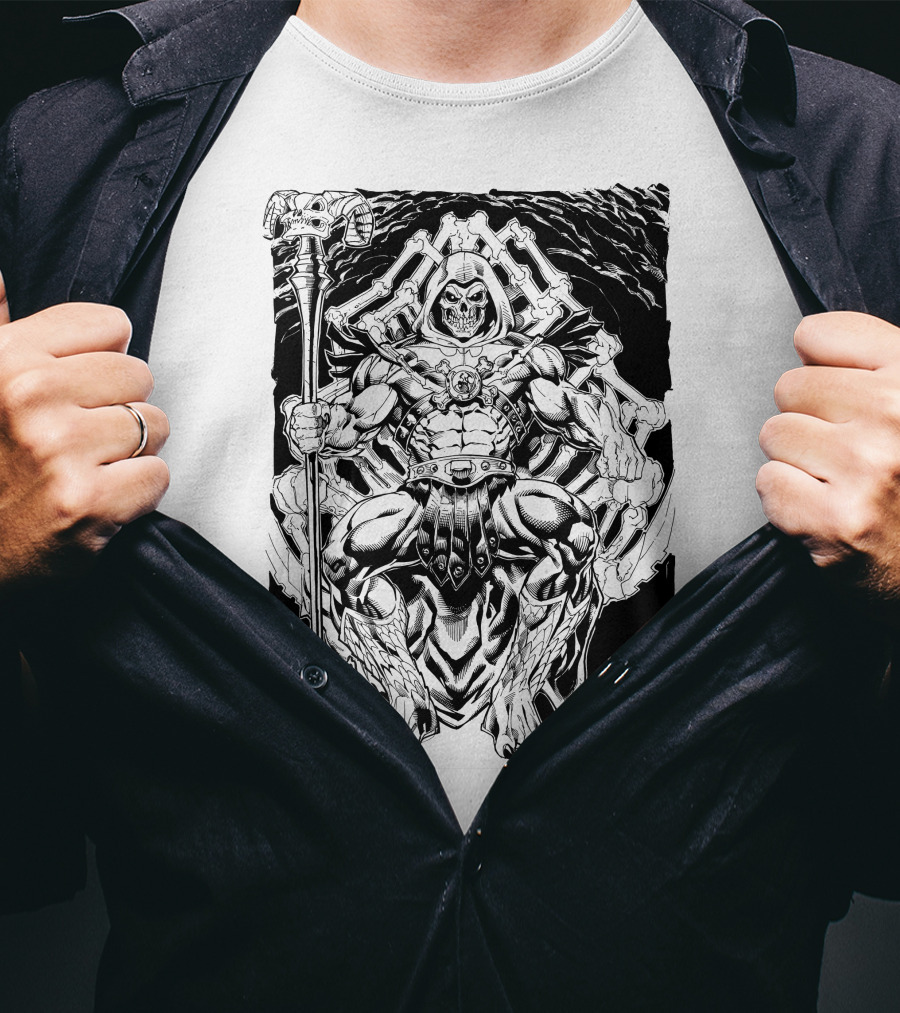 Skeletor Throne Artwork Masters Of The Universe Villain Motif T-Shirt