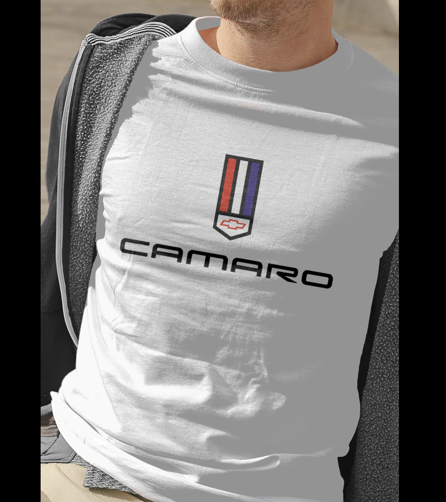 Chevrolet Camaro Logo Red White Blue Stripes Badge Emblem T-Shirt