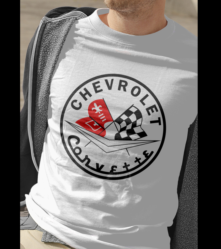 Chevrolet Corvette Racing Flag Logo Fleur-de-lis T-Shirt