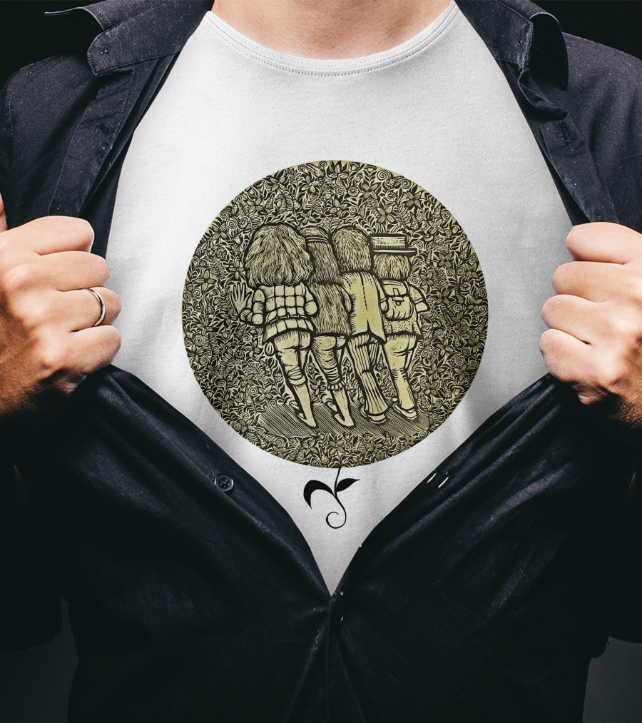 JRT Walking Friends In Floral Circle Vintage T-Shirt