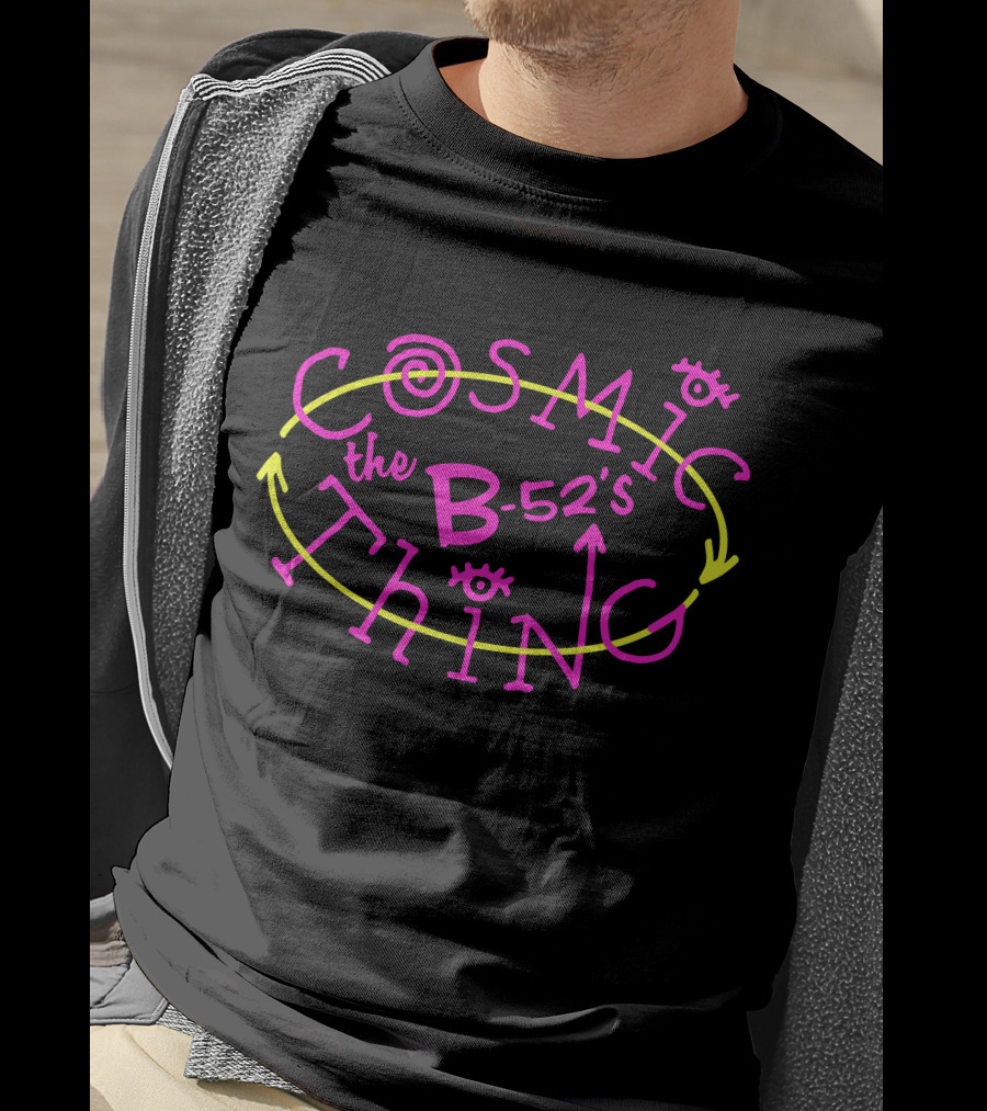 The B-52's Cosmic Thing Neon Pink And Yellow Arrows T-Shirt