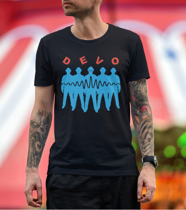 Premium T-Shirt: DEVO 2013 Tour Blue Silhouettes with Waveform T-Shirt DEVO 2013 Tour Blue Silhouettes with Waveform T-Shirt