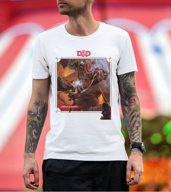 Premium T-Shirt: Dungeons and Dragons Epic Battle Scene DnD T-Shirt Dungeons and Dragons Epic Battle Scene DnD T-Shirt