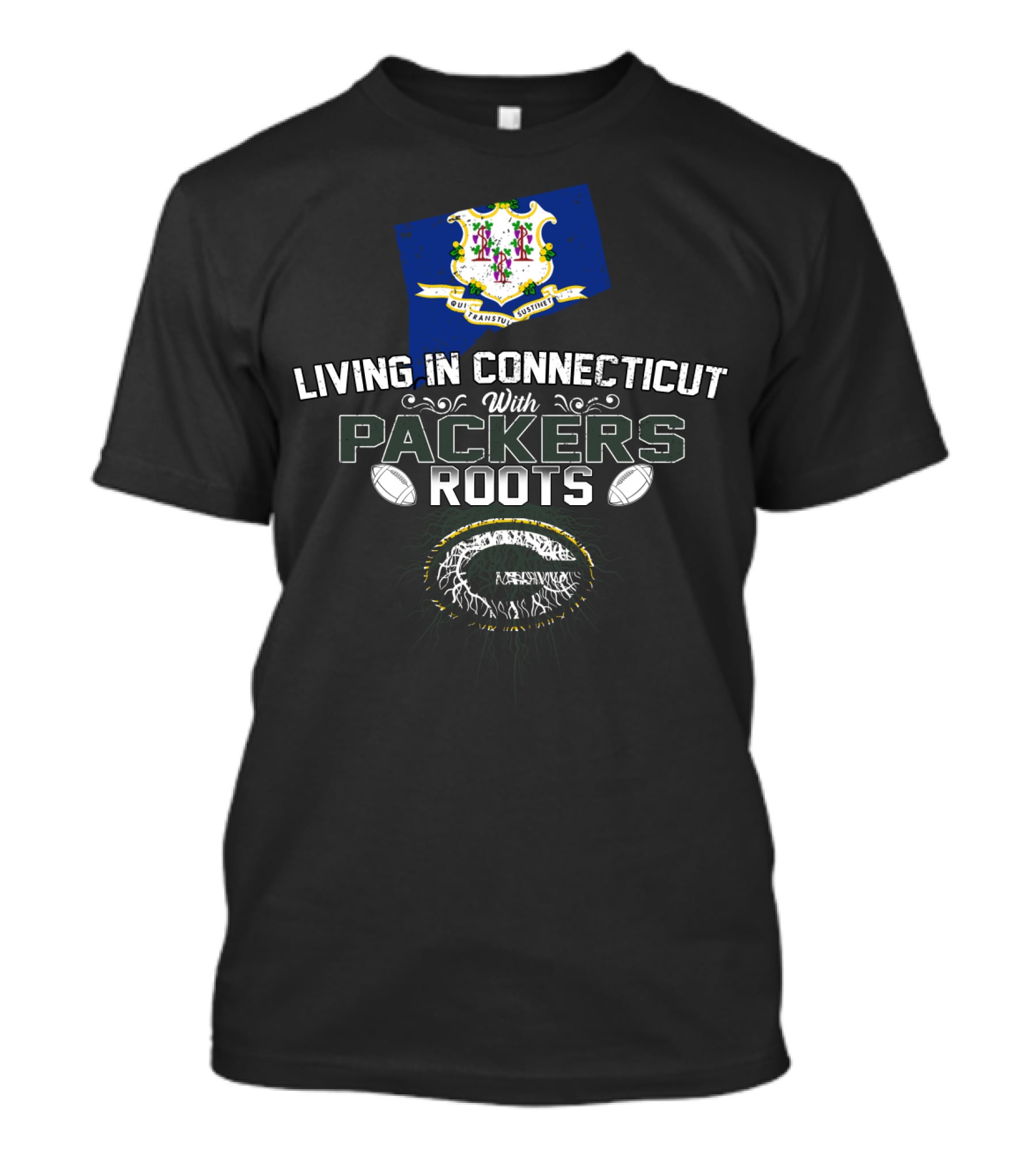Living In Connecticut With Packers Roots And Football Heritage T-Shirt