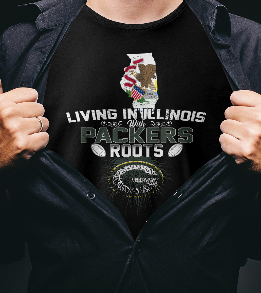 Living In Illinois Embracing Packers Roots With Football Pride T-Shirt
