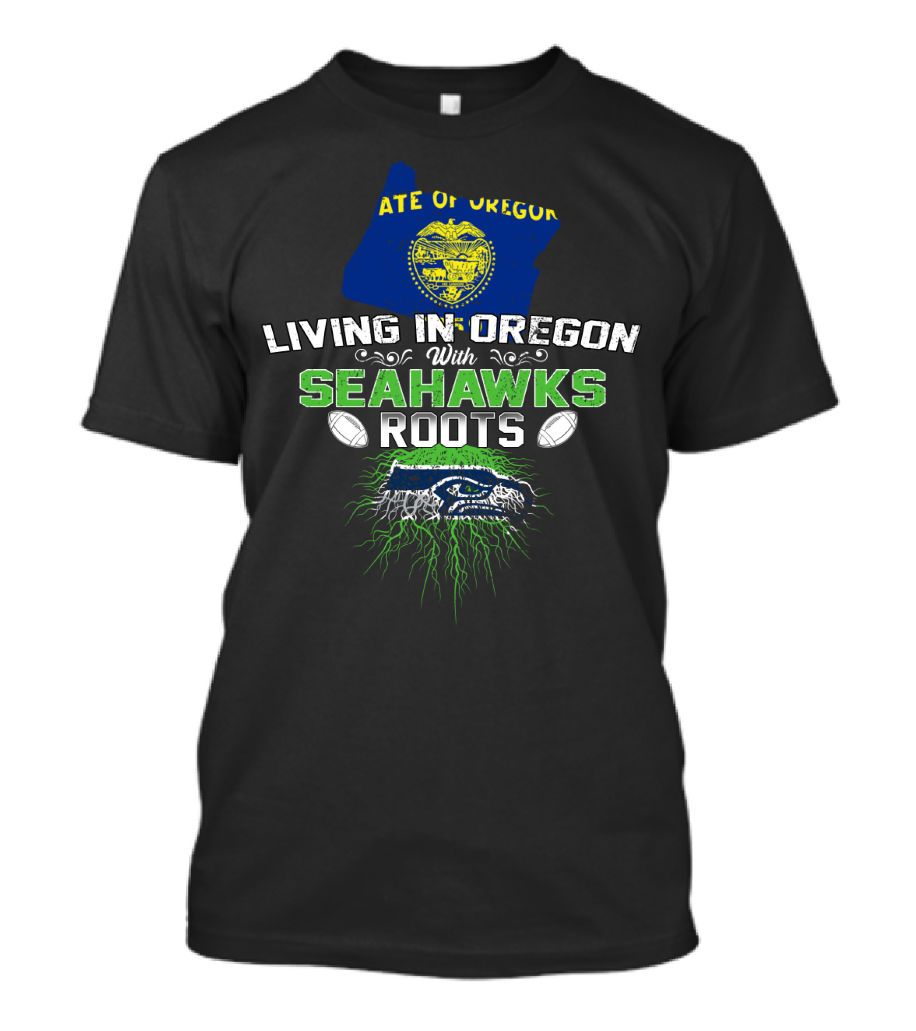 State Of Oregon Pride With Seahawks Roots And Emblem T-Shirt