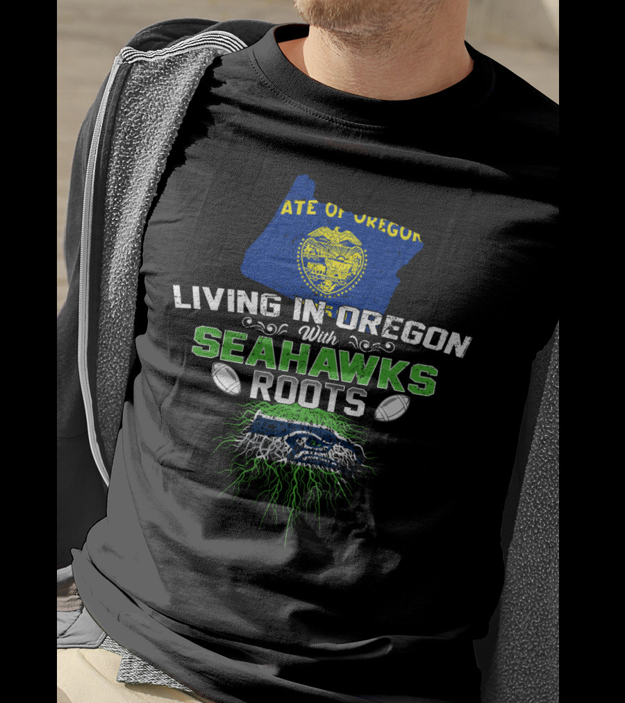 State Of Oregon Pride With Seahawks Roots And Emblem T-Shirt
