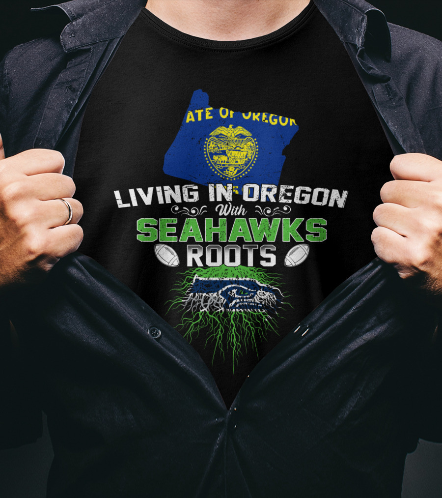 State Of Oregon Pride With Seahawks Roots And Emblem T-Shirt