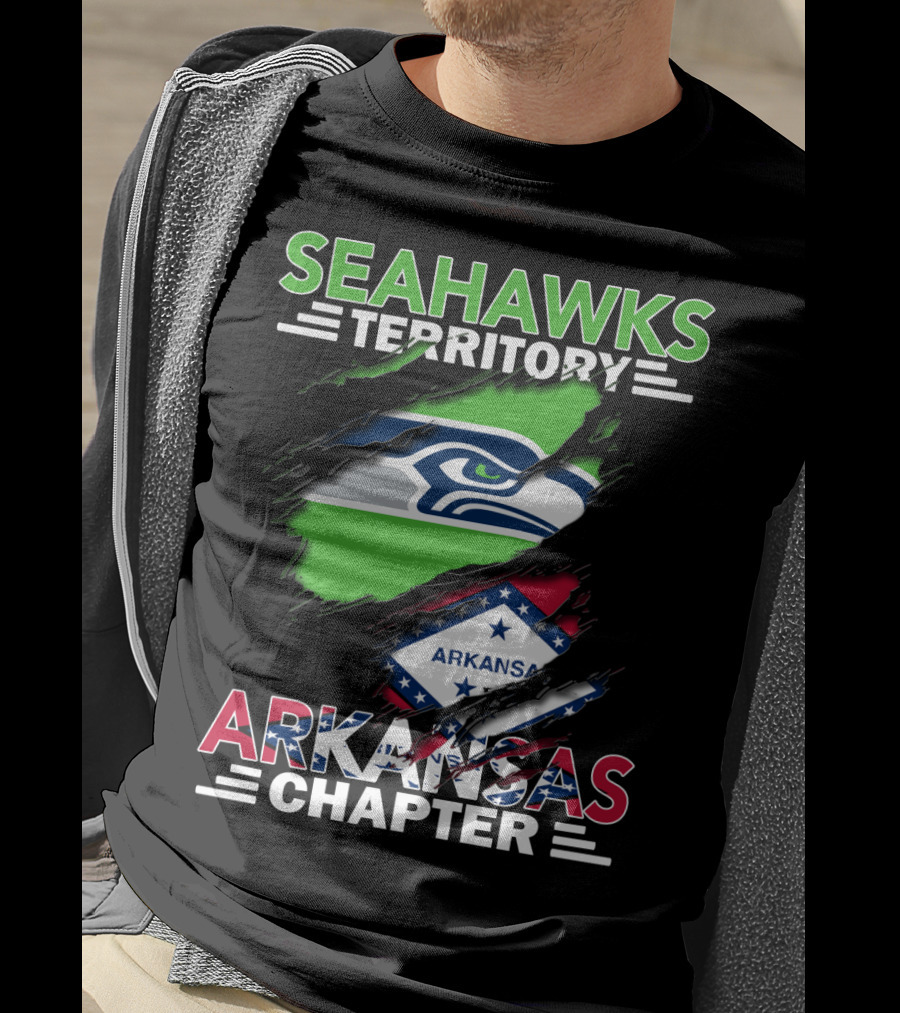 Seahawks Territory Arkansas Chapter Logo With State Flag T-Shirt