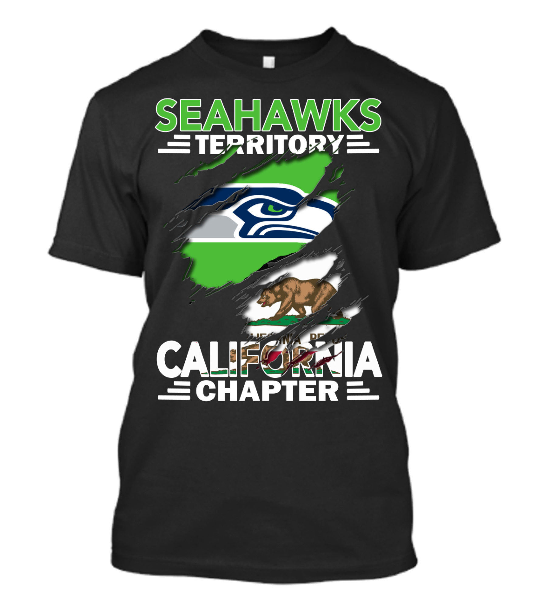 Seahawks Territory California Chapter Bear Logo Splash T-Shirt