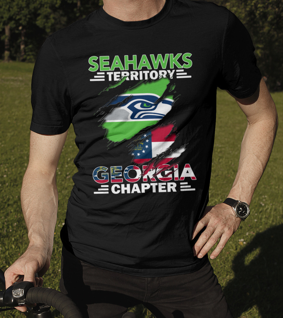 Seahawks Territory Georgia Chapter Flag Rip Seahawks T-Shirt