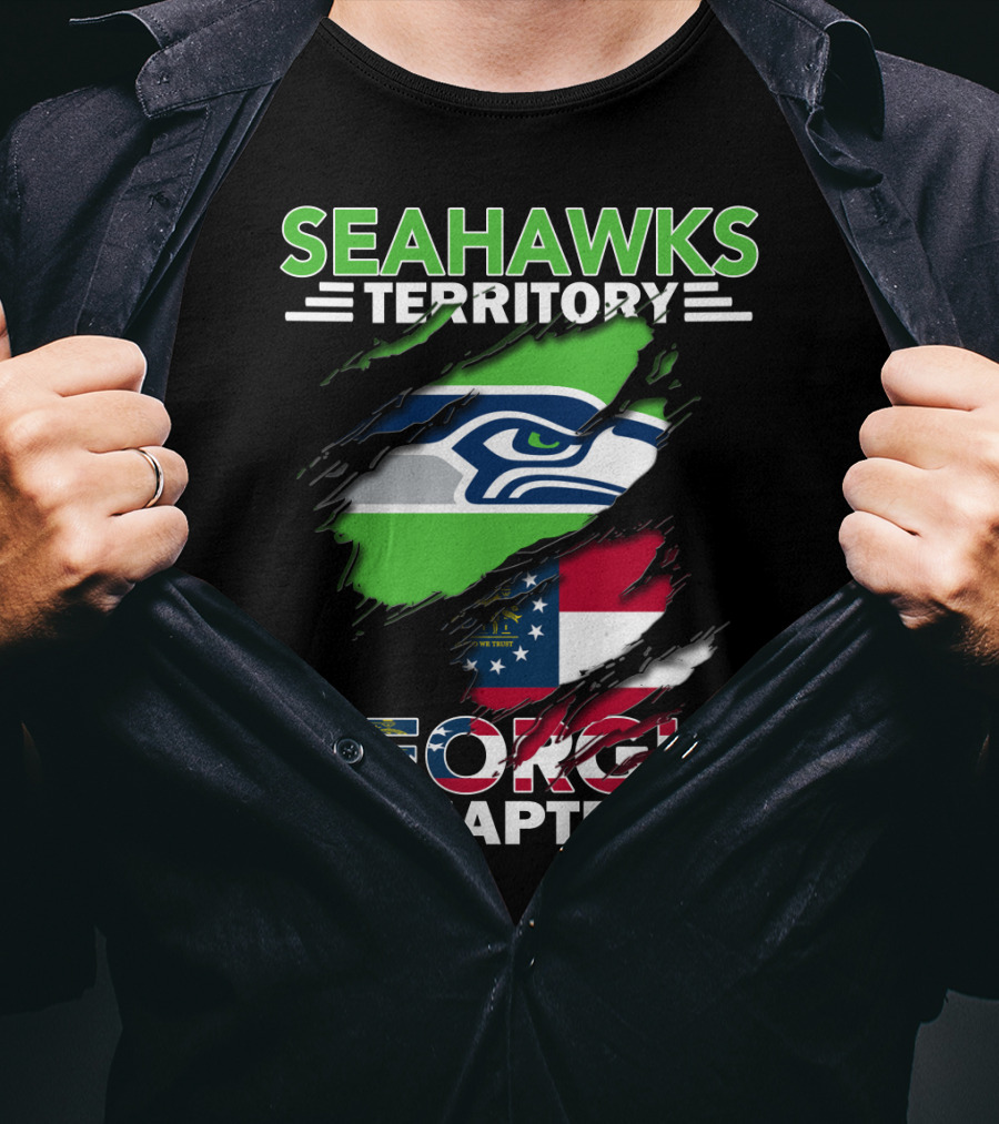 Seahawks Territory Georgia Chapter Flag Rip Seahawks T-Shirt