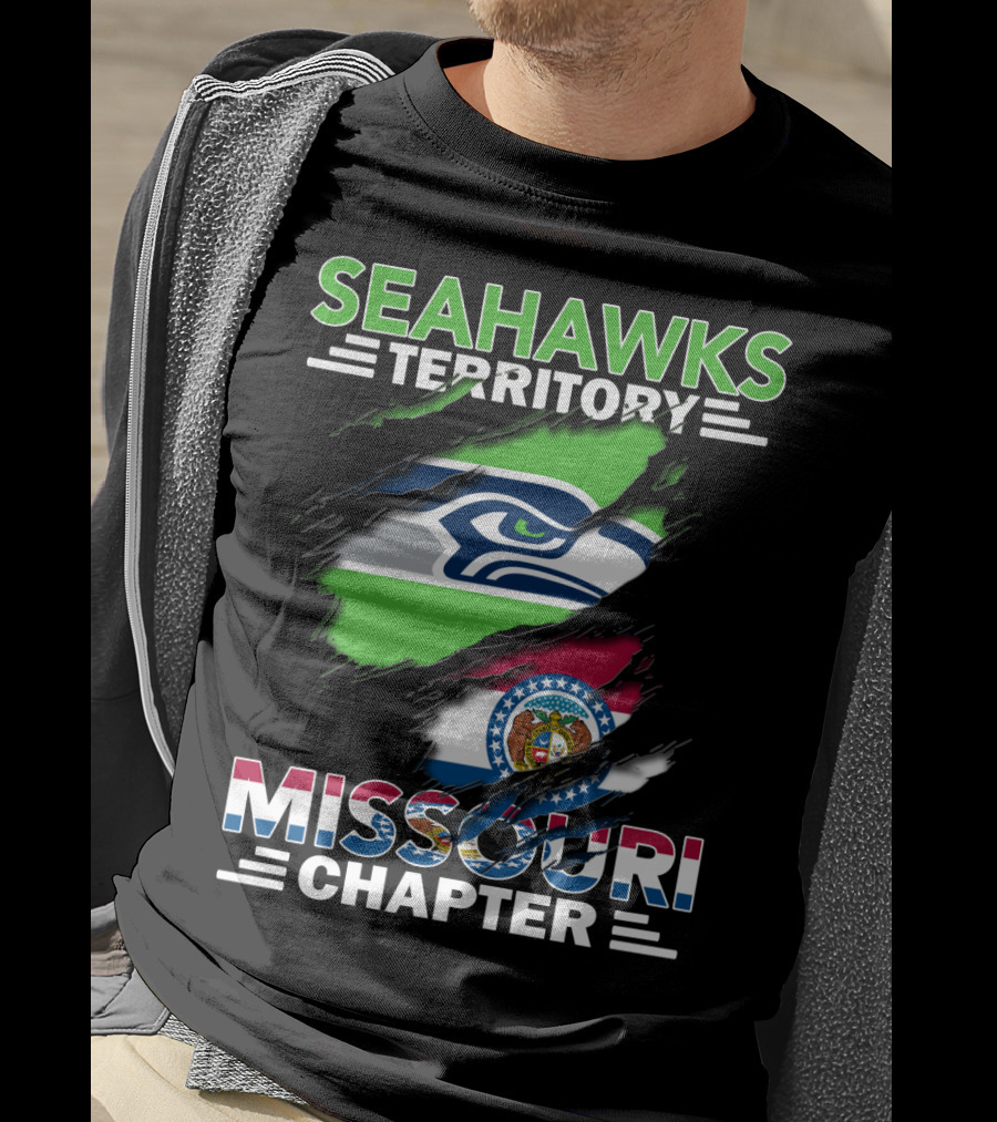 Seahawks Territory Missouri Chapter Team Pride Flag Ripped Style T-Shirt