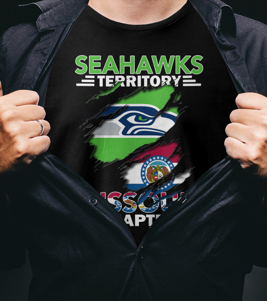 Seahawks Territory Missouri Chapter Team Pride Flag Ripped Style T-Shirt