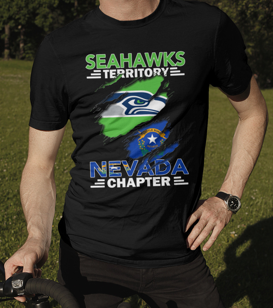 Seahawks Territory Nevada Chapter Battle Born Flag Integration T-Shirt