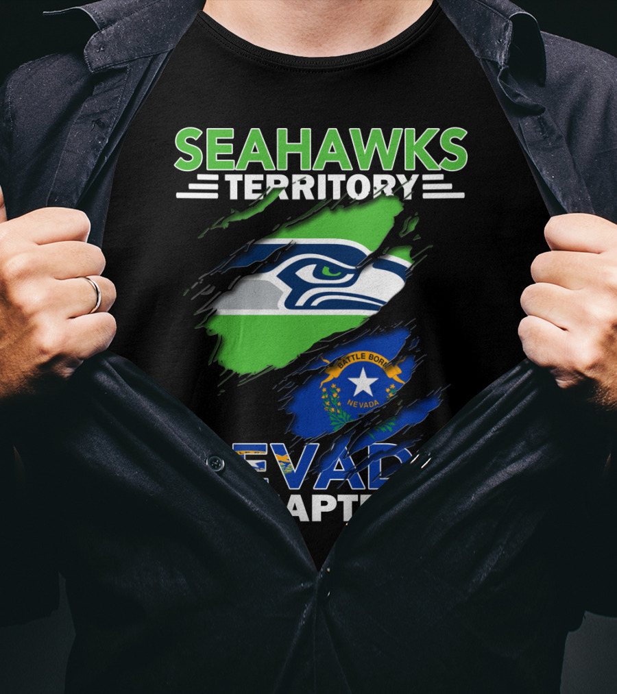 Seahawks Territory Nevada Chapter Battle Born Flag Integration T-Shirt