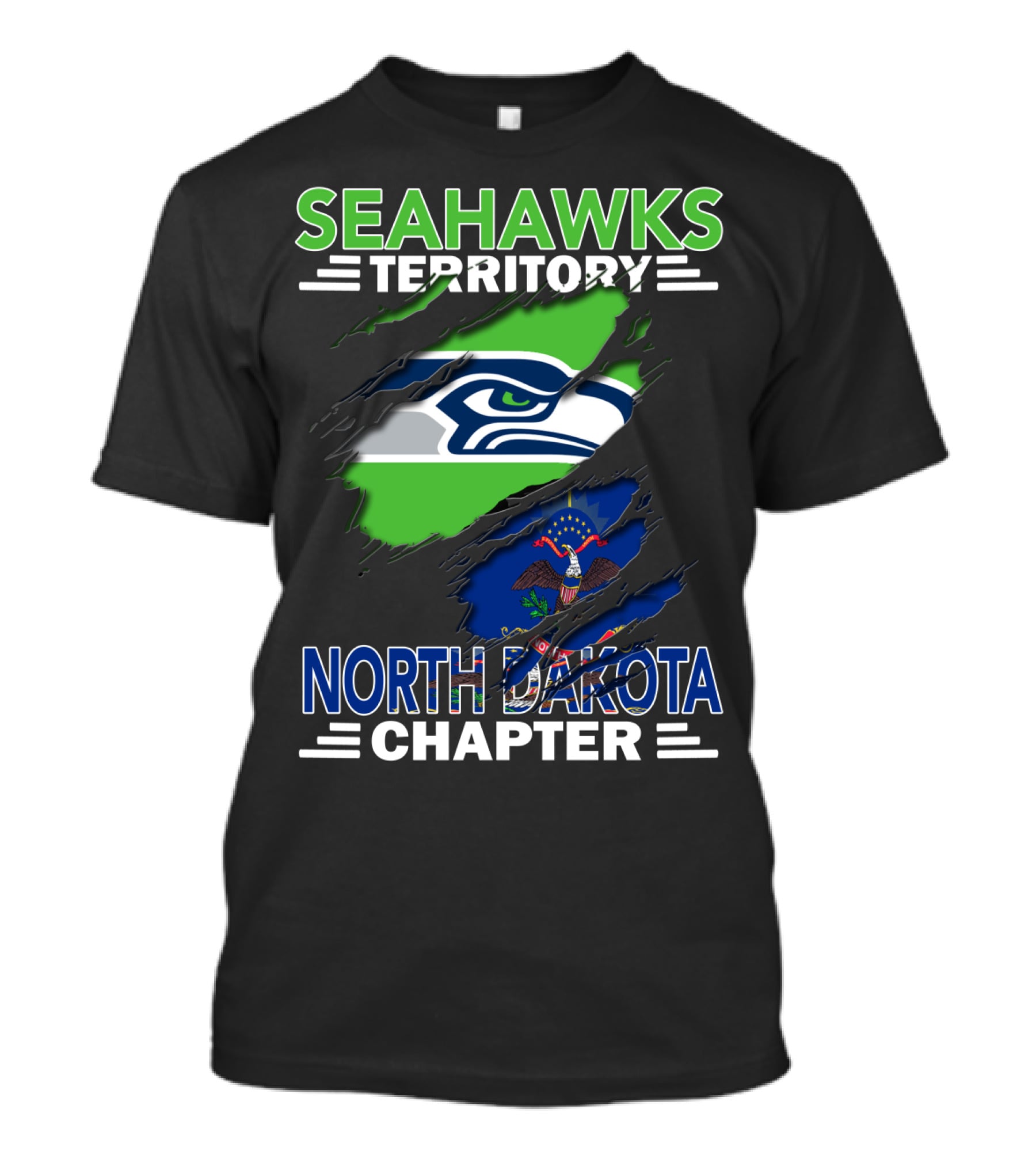 Seahawks Territory North Dakota Chapter Seattle Seahawks Logo Flag T-Shirt