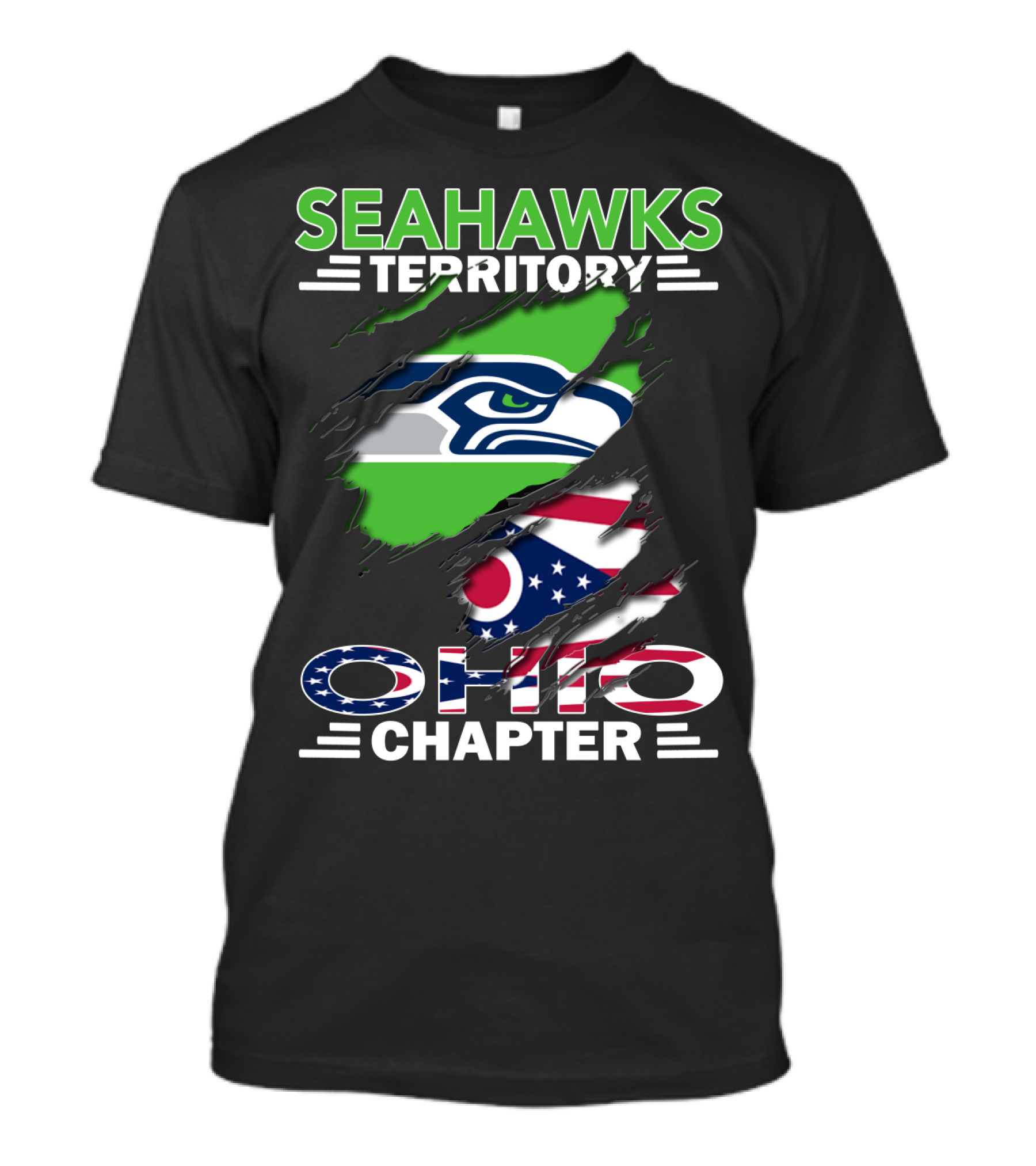 Seahawks Territory Ohio Chapter Flag Scratch T-Shirt