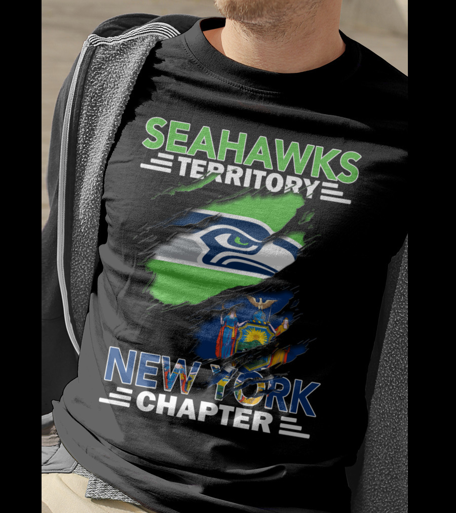 Seahawks Territory New York Chapter Seahawks Logo And New York State Flag T-Shirt